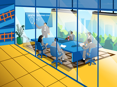 ROOM SITUATION billboard blue table bluesky branding briefing corporate corporate life graphic design green terace hardworker ilustration logo meeting room shinny room stair t junction ui uiux worklife