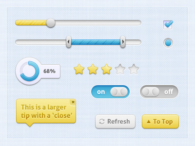 Soft Touch - UI blue button checkbox interface loading rating soft switch tooltip ui yellow