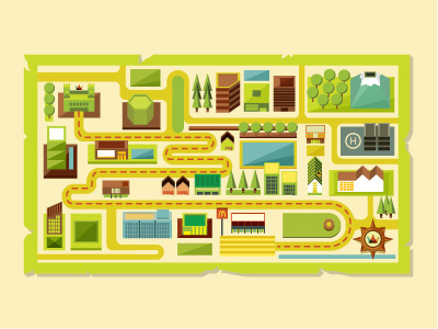 the map architecture building city green house illustration map play tree vector