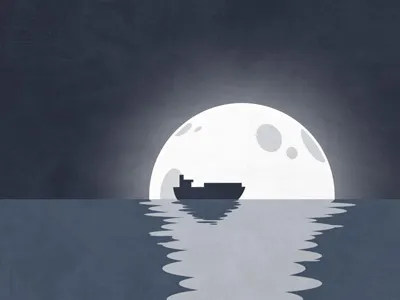 Tanker comic dark illustration moon retro tanker