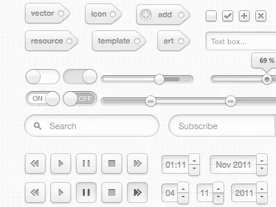 Smooth White UI buttons element icons silky smooth ui web white