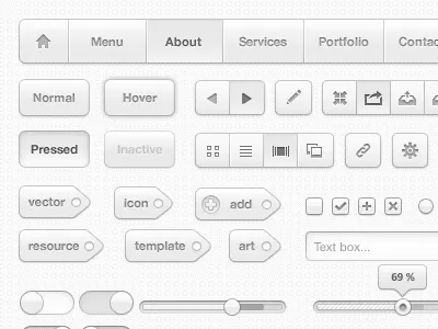Smooth White UI buttons element icons silky smooth ui web white