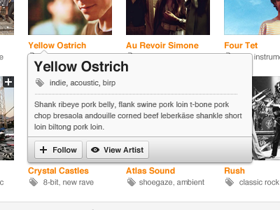 Artist Tooltip artist grooveshark hover tags tooltip