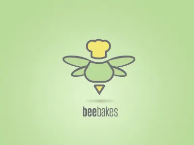 BeeBakes chef cupcakes custom design food graphic design green heroic illustrator logo margaret haag pastry yellow