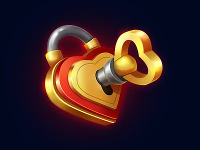 Love lock 2d blender casual gameicons lockicons render ui uiartist