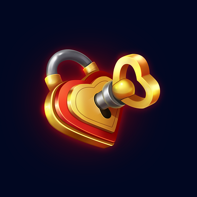 Love lock 2d blender casual gameicons lockicons render ui uiartist