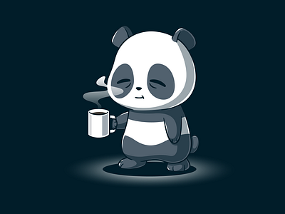 Sleepy Panda and Coffee – Vector Illustration ☕🐼 cartoon coffee cute flat panda vector