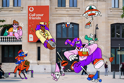 Vodafone: ad ad banner brand branding character characters design esim graphic design identity illustration logo poster vector vodafone