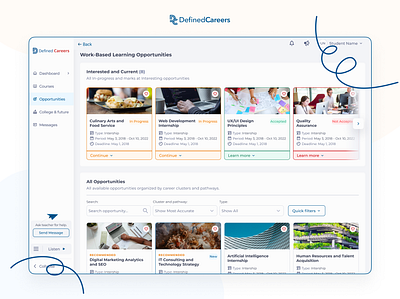 DefinedCareers app app design design desktop design e learning graphic design lms software development ui ui design uiux