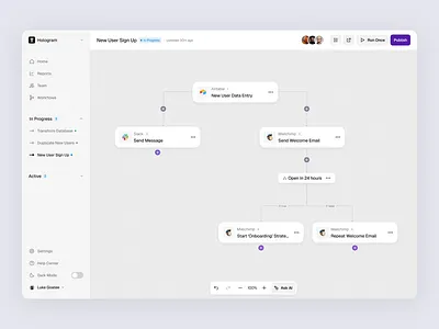 AI Automation Platform - Workflow Interaction ai animation app automation concept dashboard design desktop test ui ux web workflow