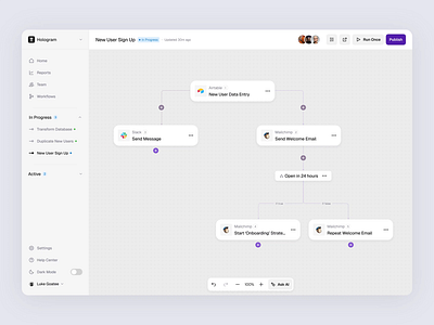 AI Automation Platform - Workflow Interaction ai animation app automation concept dashboard design desktop test ui ux web workflow