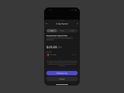 In-App Payment balance bottom sheet checkout design in app payment ios pay payment method ui ux