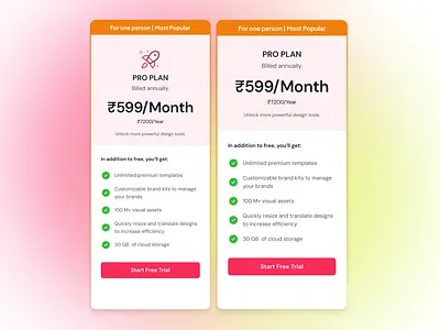 Pricing Card for SaaS Landing Page landing page laning page components pricing pricing cards ui ui design ux ux design web design