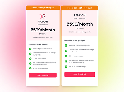 Pricing Card for SaaS Landing Page landing page laning page components pricing pricing cards ui ui design ux ux design web design