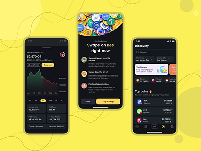 Crypto Mobile App UI crypto app ui cryptocurrency mobile app dark mode crypto design finance app uiux real time crypto insights ui