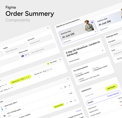 Order Summery Components ai components figma travel