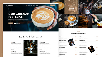 Elegant Eats- Coffee Shop Landing Page animation branding graphic design portfolio