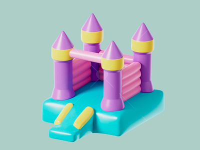 Whimsical Bounce Castle 3d 3d animation 3d art 3d modeling abstract 3d castle childish children colorful creative visuals design illustration imagination interesting pieceofart playing