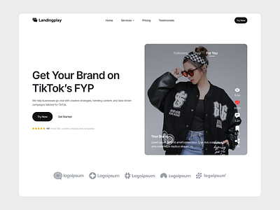 Tiktok Agency Hero Section agency branding design hero section landing page ui ui design uiux ux web web design