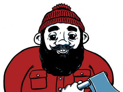 Bunyan beard cartoon illustration paul bunyan screenprint