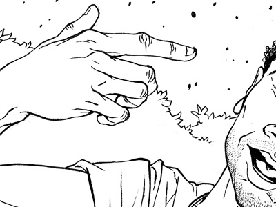 Camp childish gambino hands illustration ink stars stubble trees