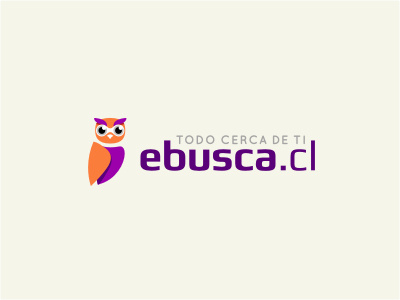 Ebusca animal bird eyes hoot logo orange owl purple search smart wise