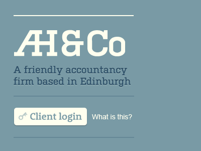 AH & Co logo + strapline blue login logo strapline text shadow