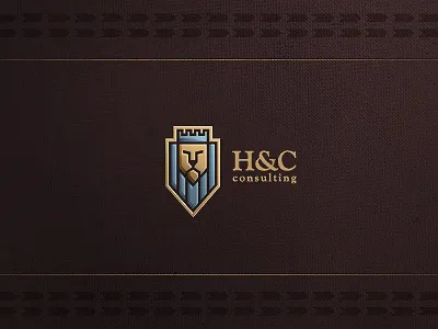 H and C logo design animal brand branding color colored colorful consulting crown custom face finance freelance freelance logo designer freelancer identity lion logo logo design logo designer mark shield sign srdjan kirtic symbol texture textured wizemark