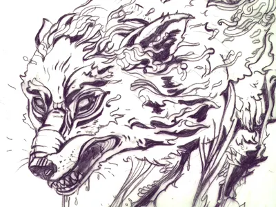 Wolf Zombie! horror illustration illustrations pencil process sketch wolf zombie