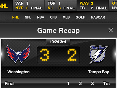 Scoreboard for iPhone w/ game slider & league quick nav adobe fireworks fireworks game hockey ios iphone matchup navigation quicknav scoreboard scores slider sports