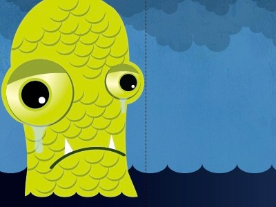 Sad Sea Monster character clouds illustration monster ocean sad sea