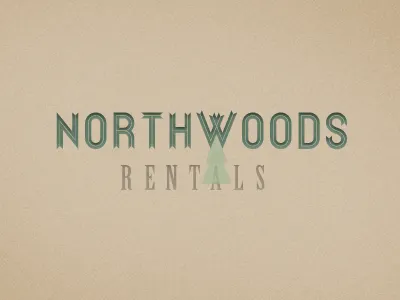 Northwoods Rental Logo logo north pine rental ribbon font tree up north woods