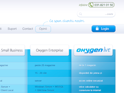 Webdesign for Oxygenlive.ro animated calculator login menu price table search ui user experience ux webdesign