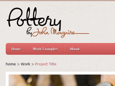 Pottery Website Interface design grey nav navigation pink pottery shadow soft texture ui ui design web web design