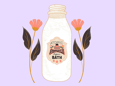 Serenity Splash Bottle of oat milk aesthetic bath bathroom bold typography branding calm design flowers graphic design illustration logo milk modern branding oatmilk peace vibe visual storytelling