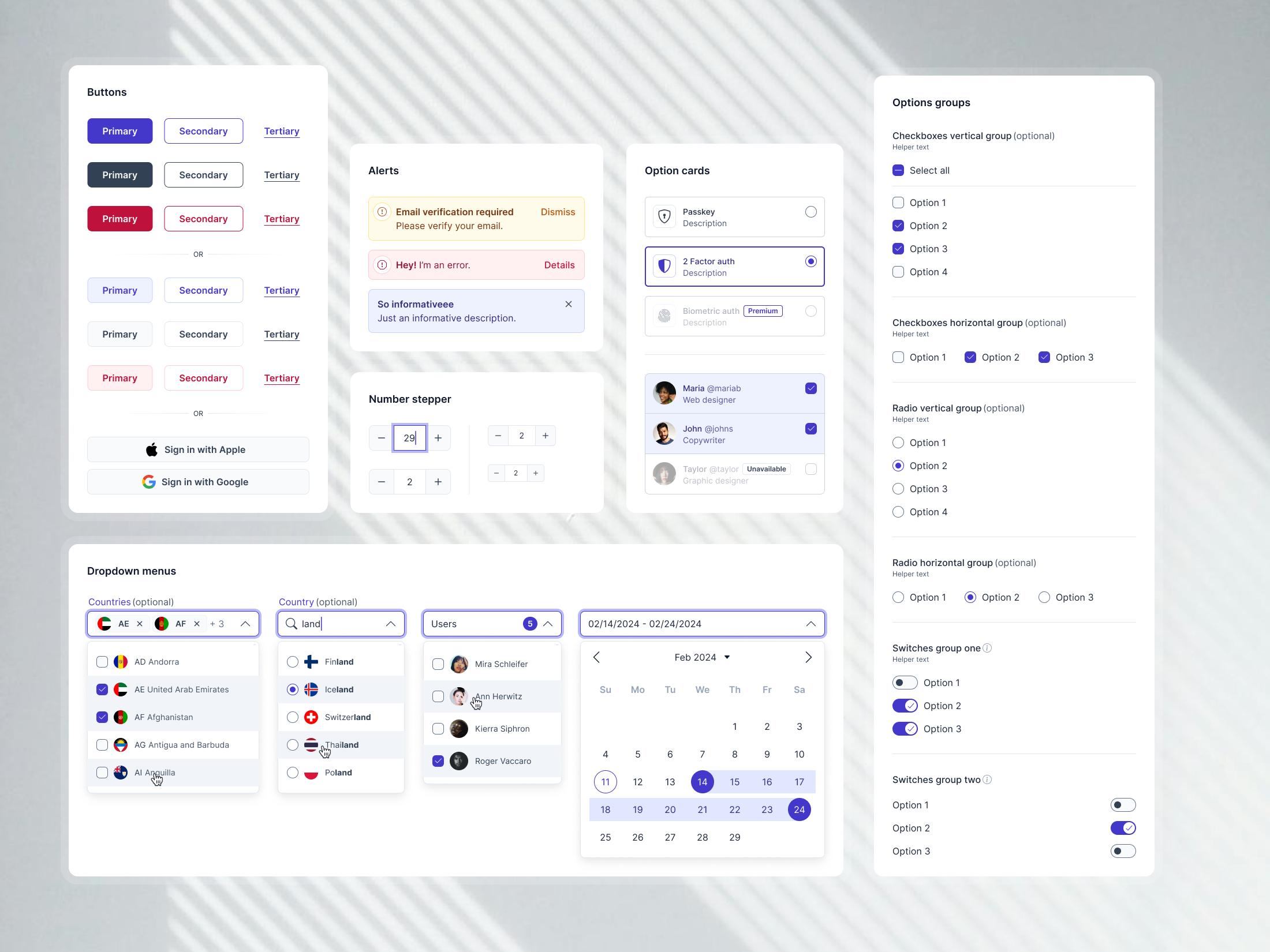 Example of UI form components