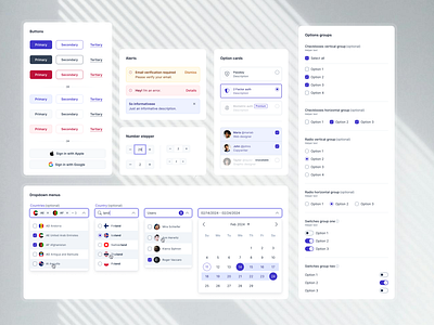 UI form components alerts buttons calendar checkboxes components library dropdown menu extrabold ui figma options radio toggle switch ui components