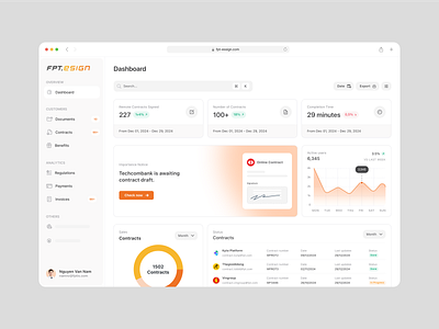 E-Sign - UI Dashboard Mood component dashboard design system fpt mood orange plans remote signature ui ui element ux