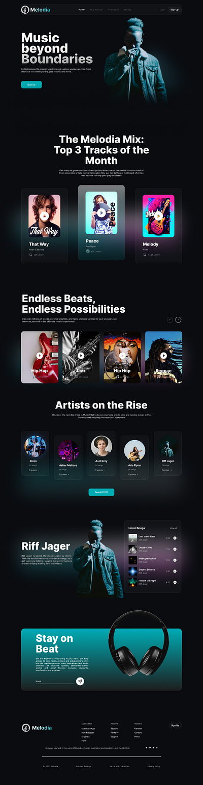 Music App website landing page 001 002 004 dailyui figma graphic graphic design landingpage music ui uiux ux