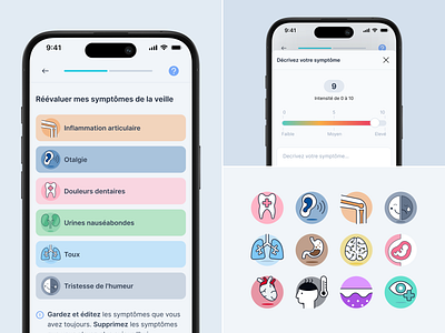 Medical Mobile app - Symptom Tracker app design figma health tracker healthcare healthcare mobile app mobile app symptom tracker app telemedicine app ui uidesign ux uxui