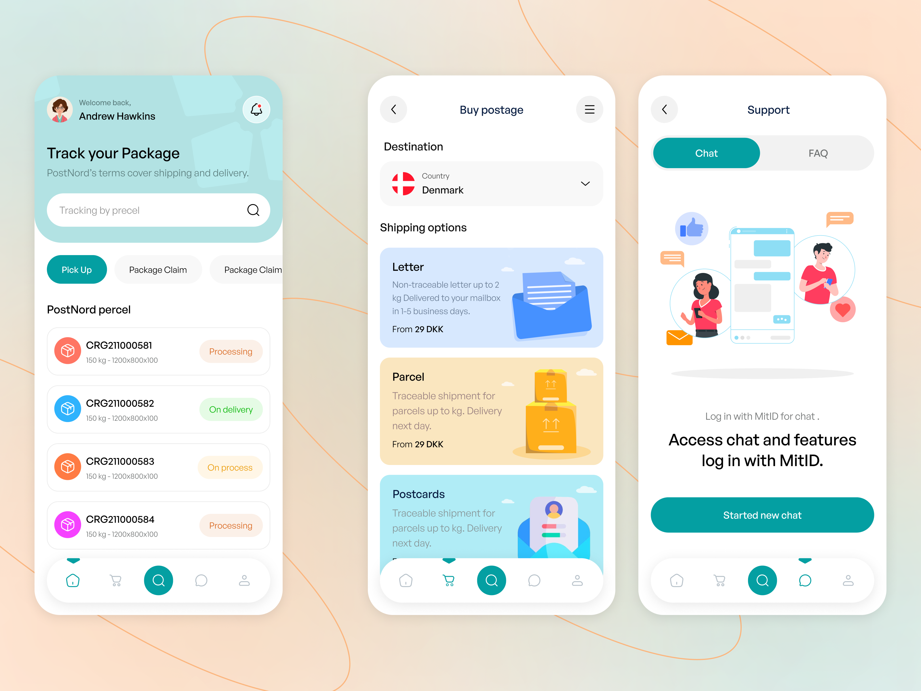 Example of Parcel Delivery App UI/UX Design