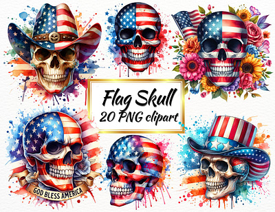 Independence Day Flag Skull