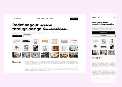 Furniture Website; desktop and mobile view. ui