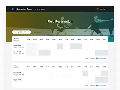 Badminton Court Reservation App app badminton court design figma minimal reservation app ui visual web app