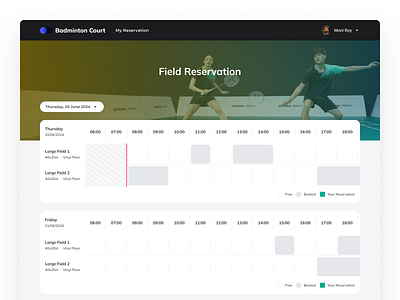 Badminton Court Reservation App app badminton court design figma minimal reservation app ui visual web app