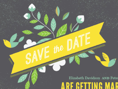 Save the Date bird floral flowers illustration wedding