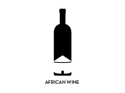 African Wine black on white bottle monotone wine