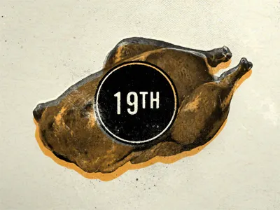 Turkey illustration ink offset print scuffed spot trade gothic turkey vintage warm yellow