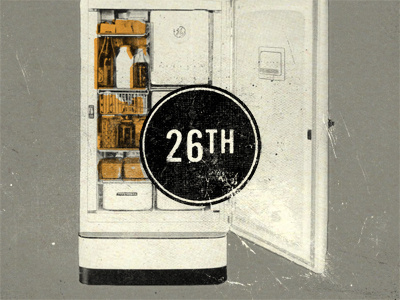 Leftovers grey illustration ink offset print refridgerator scuffed spot trade gothic vintage warm yellow