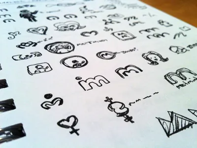MeetMindy Sketches branding concept dating face heart icon identity ink landon logo love m rick rick landon rick landon design sketches woman women